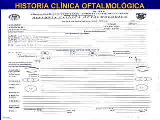 HISTORIA CLÍNICA OFTALMOLÓGICAHISTORIA CLÍNICA OFTALMOLÓGICA
 