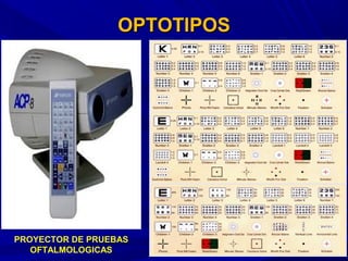 OPTOTIPOSOPTOTIPOS
PROYECTOR DE PRUEBAS
OFTALMOLOGICAS
 