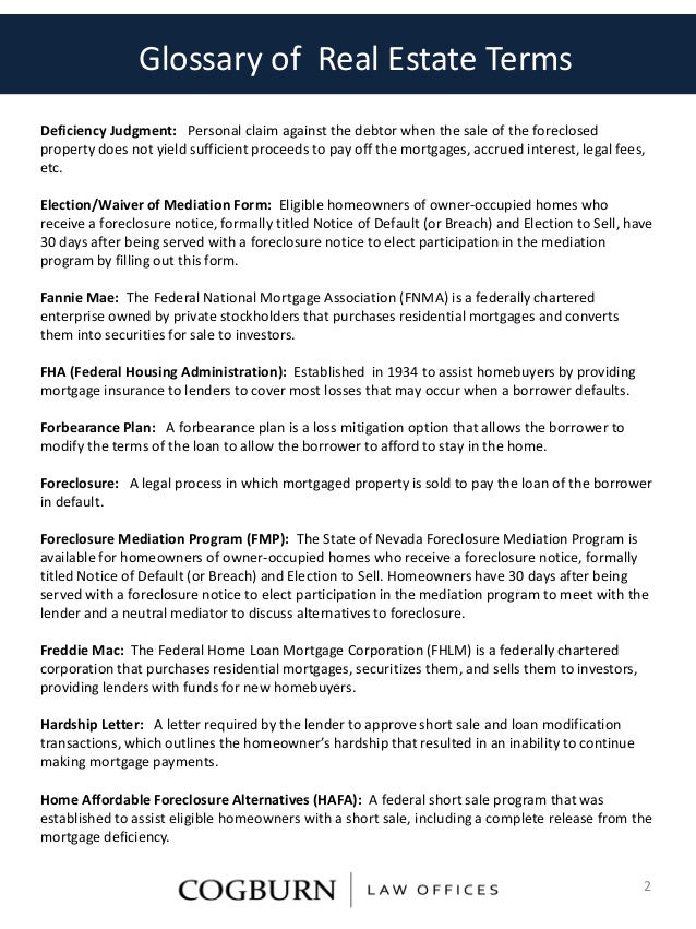 Real Estate Glossary of Terms