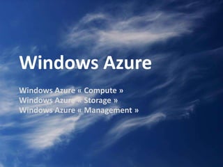 Démo: bien commencerPortail commercial & portail développeurEnvironnement de travail:Visual Studio + SDK Azure
