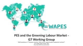 PES and the Greening Labour Market -
G7 Working Group
OECD workshop on “The green transition: What role for regional public employment services?”
12th of May 2023, Trento, Italy
Nicole Clobes, WAPES Executive Secretariat
1
 