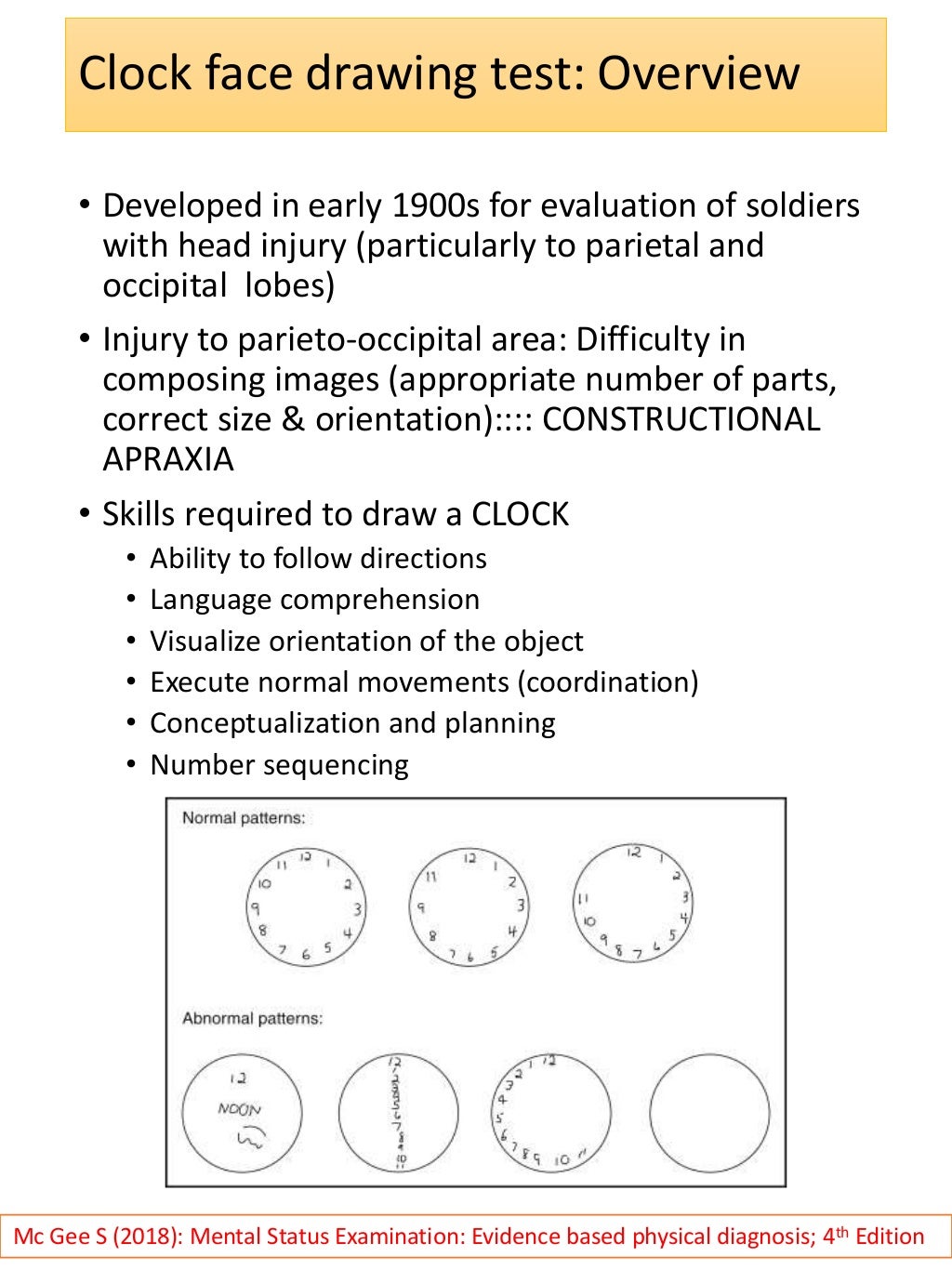 Clock face drawing test
