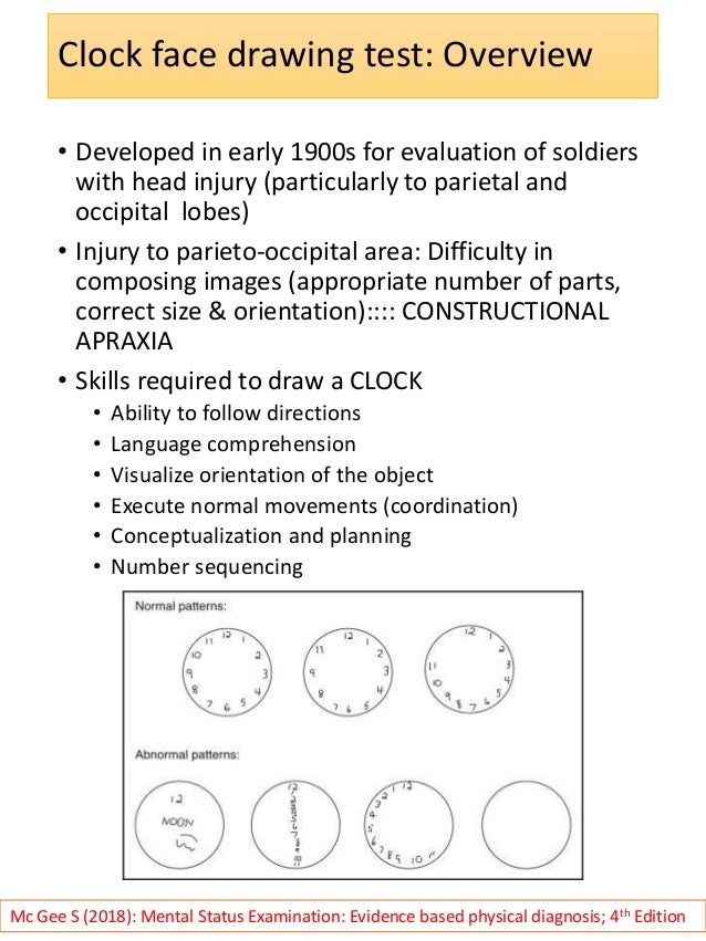 Clock face drawing test