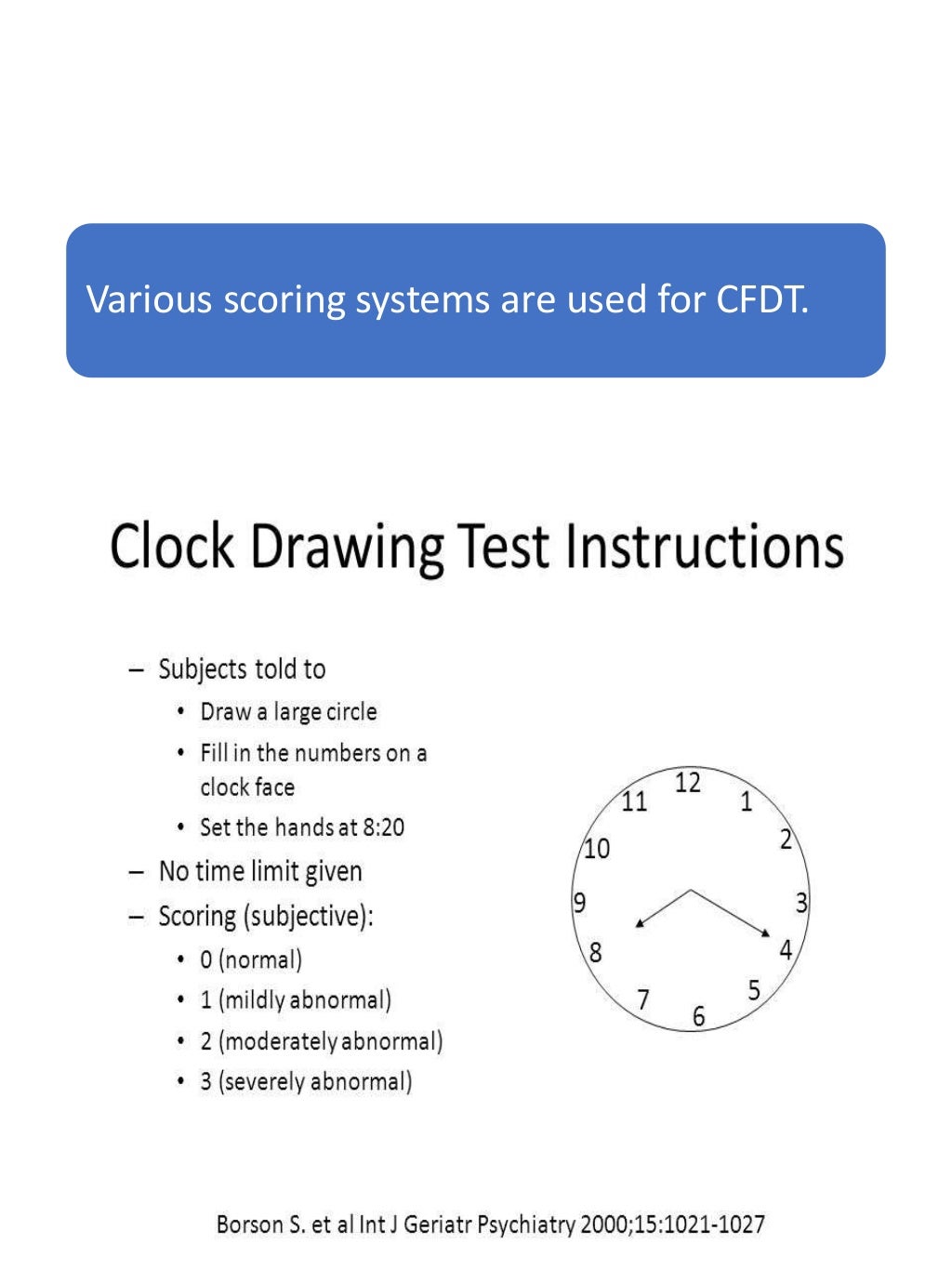 Clock face drawing test