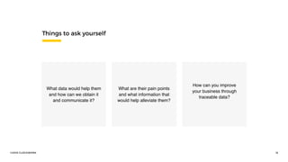 ©2016 CLOCKWORK 15
Things to ask yourself
How can you improve
your business through
traceable data?
What data would help them
and how can we obtain it
and communicate it?
What are their pain points
and what information that
would help alleviate them?
 