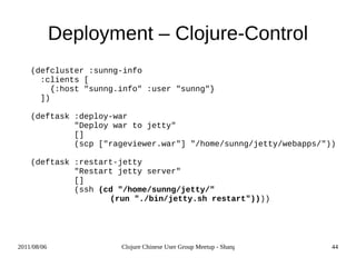 Build Tools - Maven clojure-quickstart  Archetype Github page clojure-maven-plugin clojure-contrib基于这个插件  pom.xml 