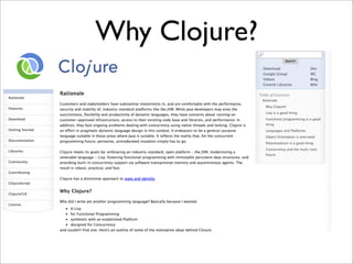 Why Clojure?
 