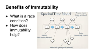 Benefits of Immutability
● What is a race
condition?
● How does
immutability
help?

 
