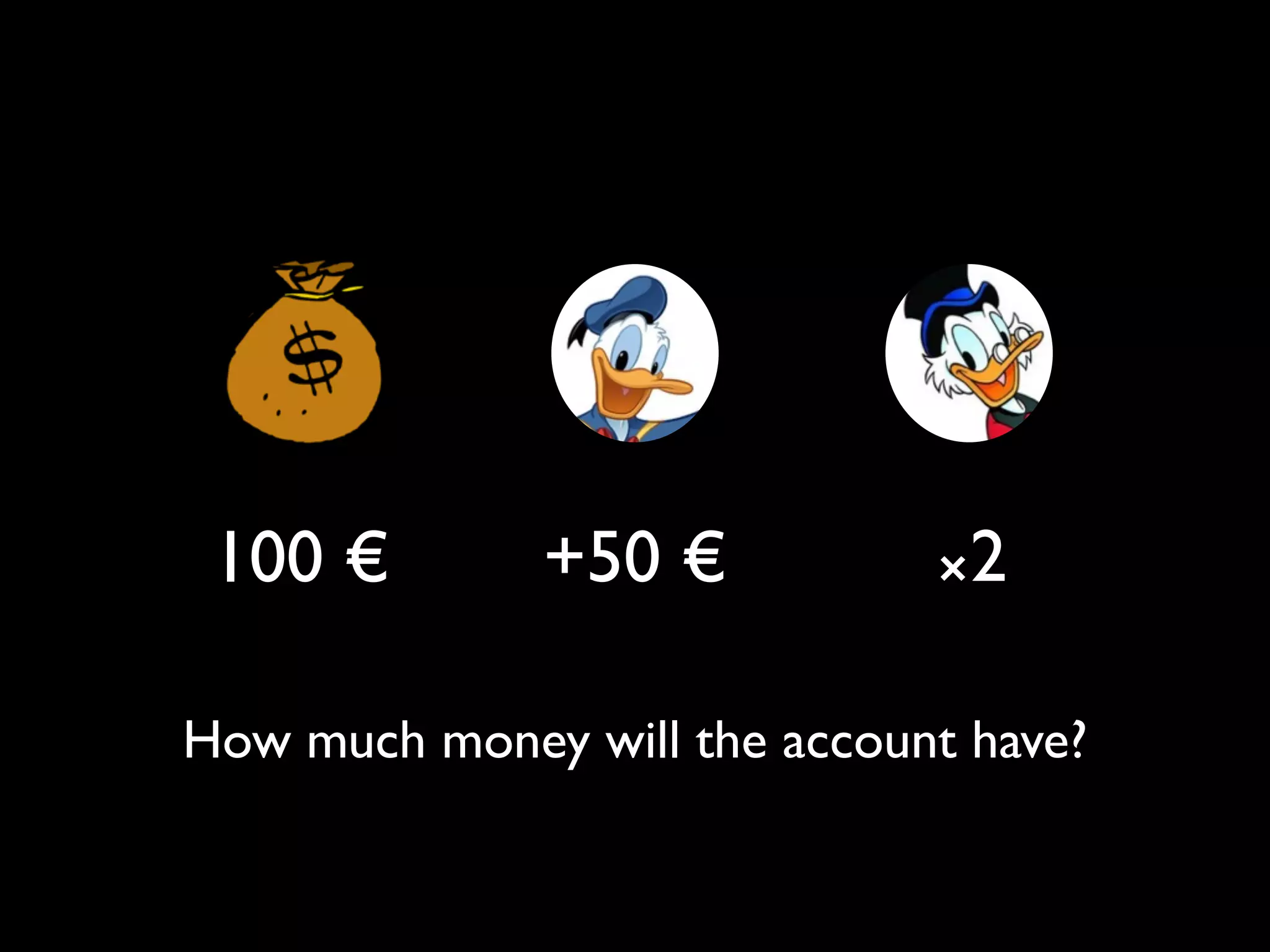 100 € +50 € ⨯2
How much money will the account have?
 