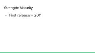 Strength: Maturity
- First release = 2011
 