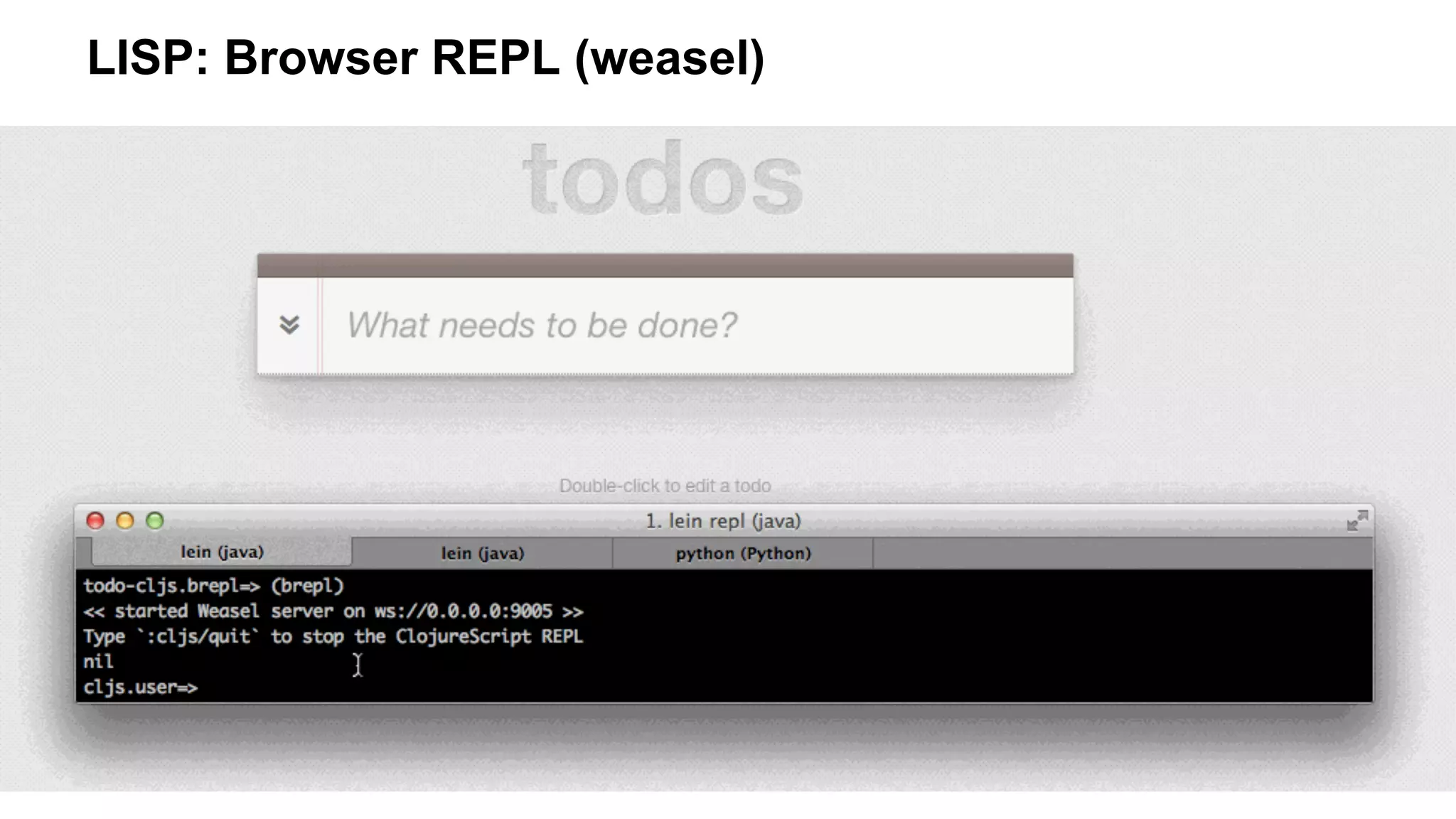 LISP: Browser REPL (weasel)
 