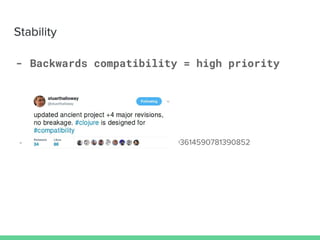 - Backwards compatibility = high priority
 