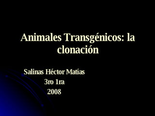 Animales Transgénicos: la clonación Salinas Héctor Matías 3ro 1ra 2008 