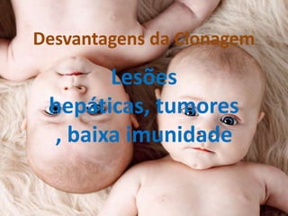 Desvantagens da Clonagem

Lesões
hepáticas, tumores
, baixa imunidade

 