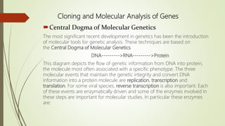 Cloning and molecular analysis of gene | PPTX