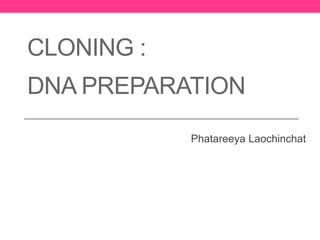 CLONING :
DNA PREPARATION
Phatareeya Laochinchat
 
