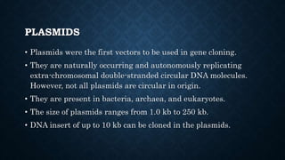 Cloning vectors by Kailash Sontakke | PPTX