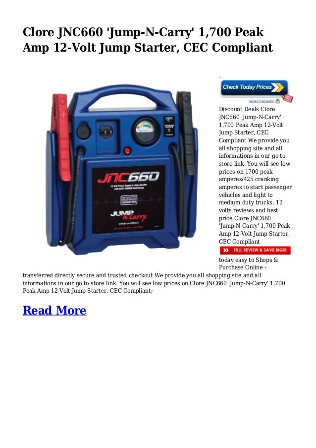 Jump N Carry Jnc660 >> Discount Deals Clore Jnc660 Jump N Carry 1 700 Peak Amp 12 Volt Jum Jump N Carry Jnc660 >> Discount Deals Clore Jnc660 Jump N Carry 1 700 Peak Amp 12 Volt Jum