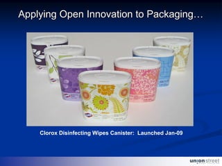 Applying Open Innovation to Packaging…




    Clorox Disinfecting Wipes Canister: Launched Jan-09
 