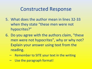 Religion Constructed Response | PPT