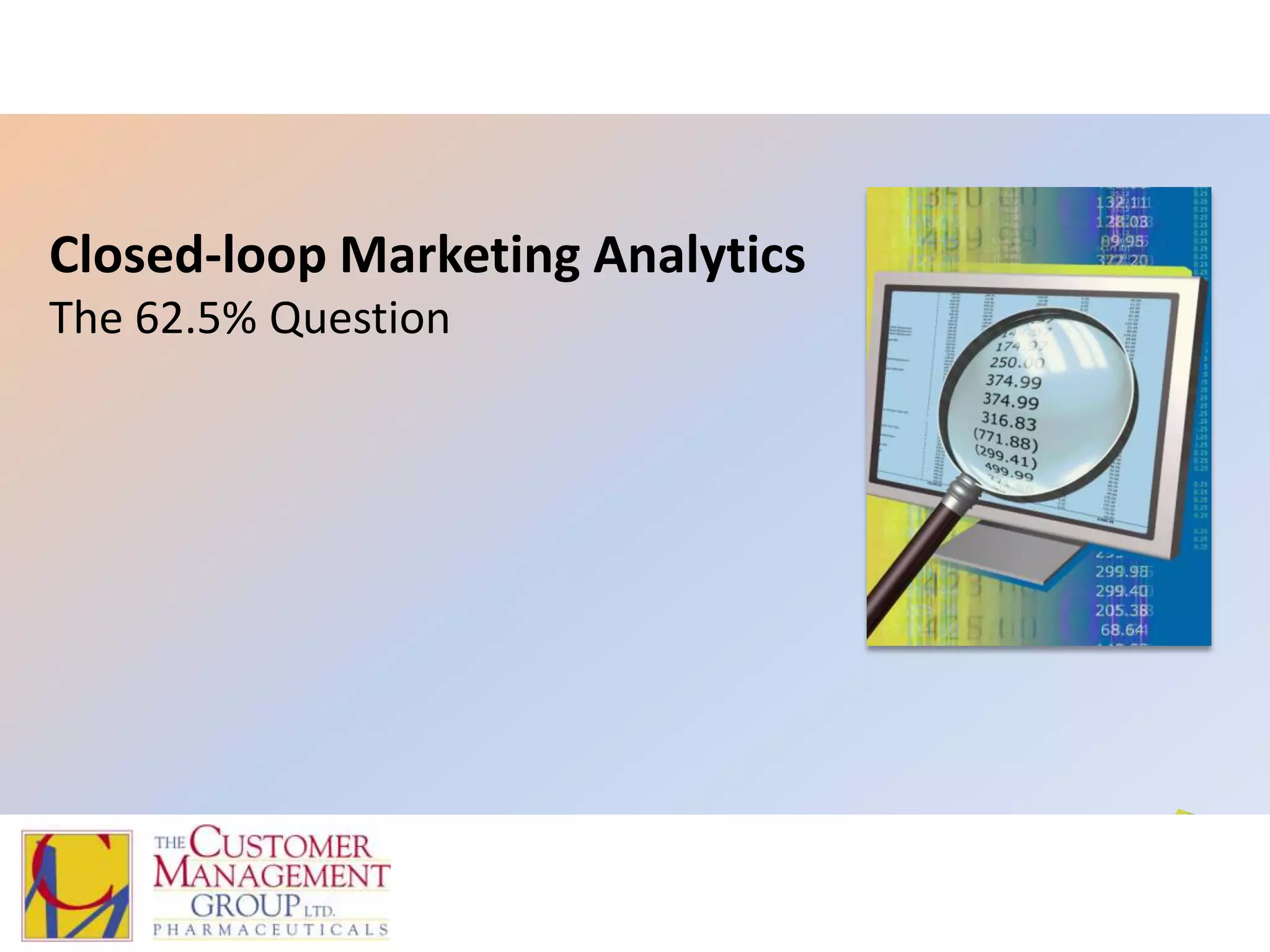Closed-loop Marketing AnalyticsThe 62.5% Question