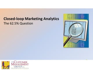 Closed-loop Marketing AnalyticsThe 62.5% Question 