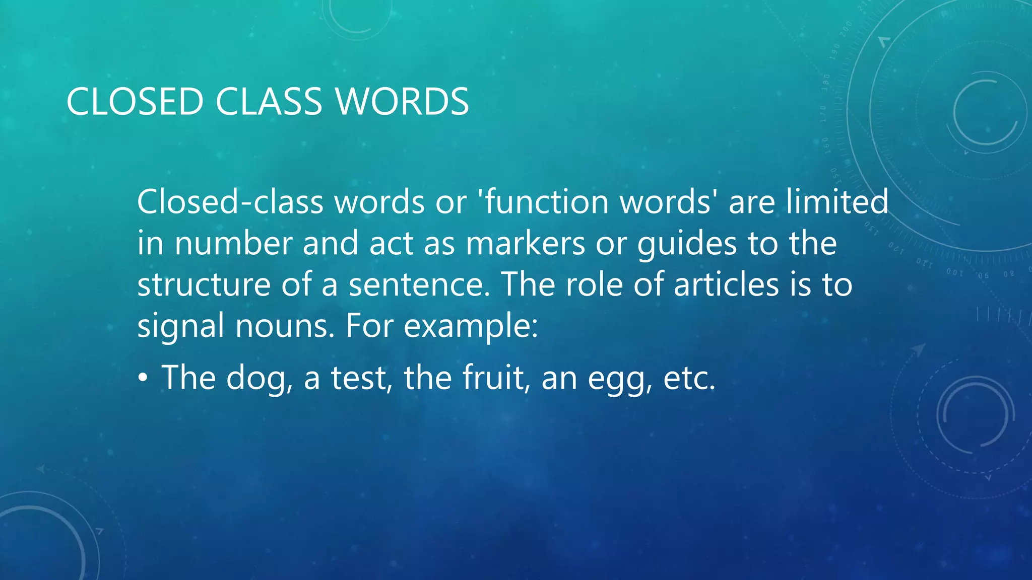 Closed class words PPT