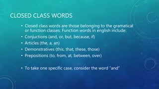 Word Classes, Open and Closed Class Words, Basic English Grammar, English  with Wasanti