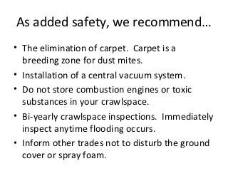 Questions???
Contact Synergy Airflow and
Ventilation LLC for a free crawlspace
inspection and consultation.
Todd Witt (256) 616-2264
Office (256) 350-1779
WeTestOthersGuess.com
•59
 