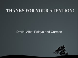 THANKS FOR YOUR ATENTION!
David, Alba, Pelayo and Carmen