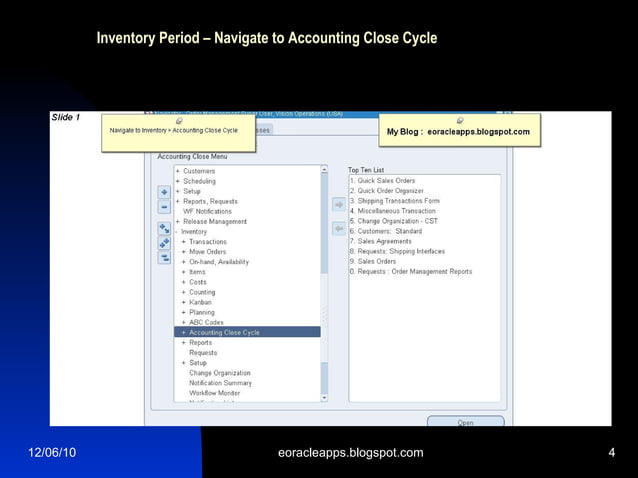 How to Close Period in Oracle Apps Inventory | PPT | Technology & Computing