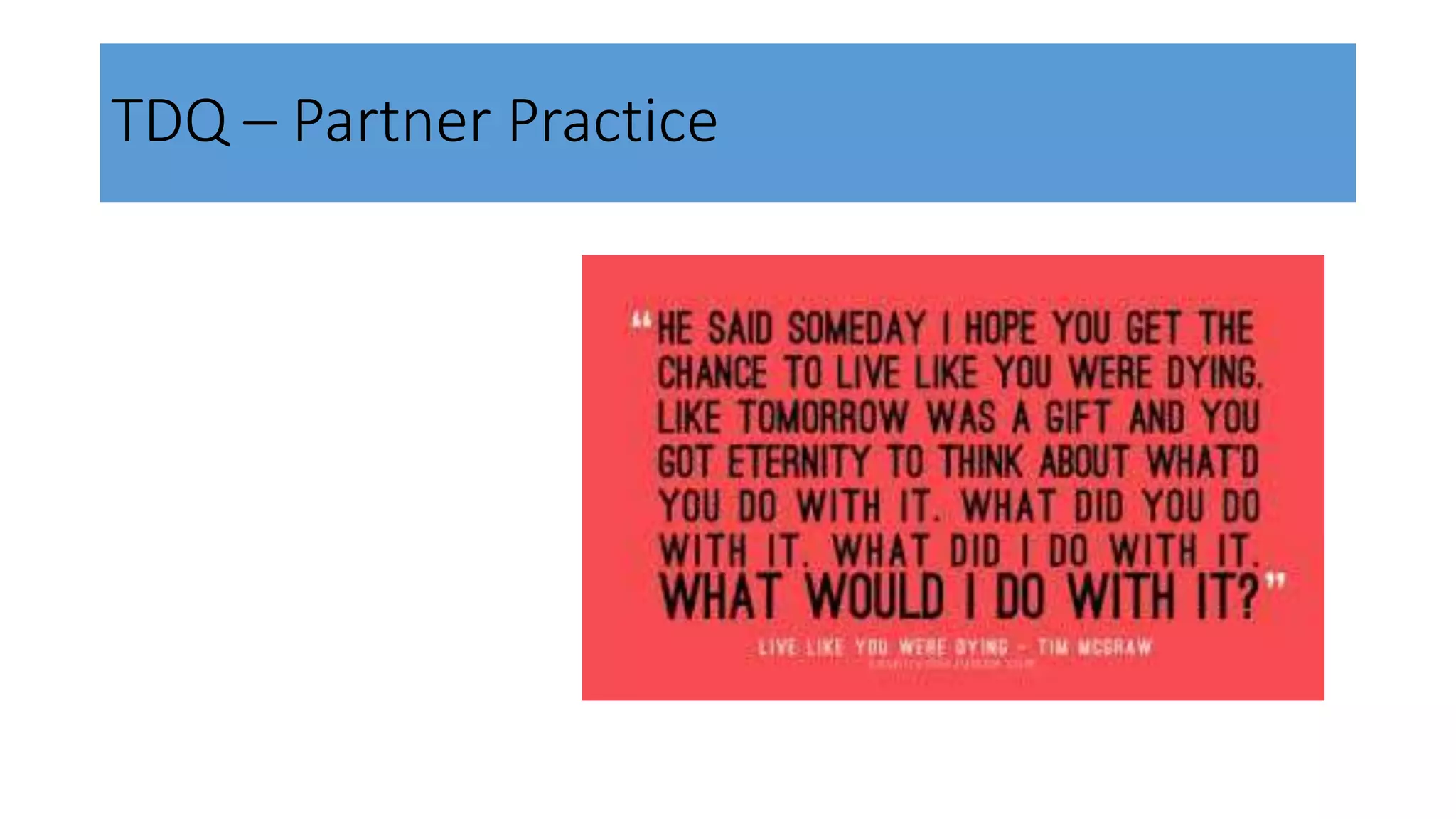 TDQ – Partner Practice
 