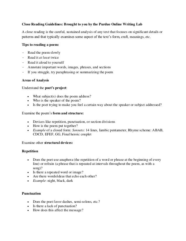 Close reading essay examples