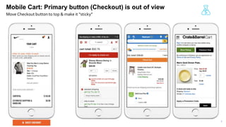 7
Mobile Cart: Primary button (Checkout) is out of view
Move Checkout button to top & make it “sticky”
 