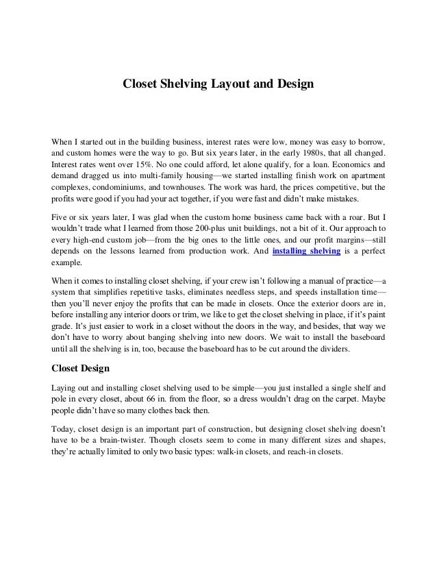 Closet Shelving Layout And Design