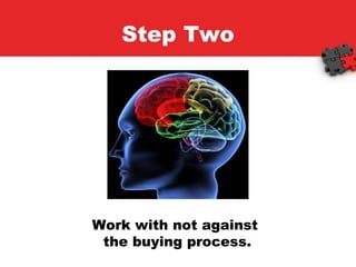 Step Two Work with not against  the buying process. 
