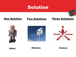 Solution One Solution Two Solutions Three Solutions Robot Dilemma  Choices 