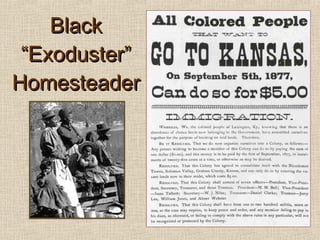 Black “Exoduster” Homesteaders 
