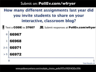 Submit on: PollEv.com/wfryer




www.polleverywhere.com/multiple_choice_polls/MTk1MDY4ODc1MA
 