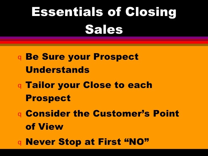 closing the sale closing a sale