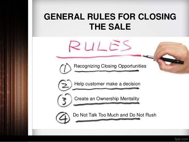closing the sale closing the sale