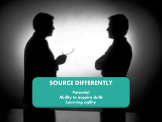 SOURCE DIFFERENTLY
Potential
Ability to acquire skills
Learning agility
 