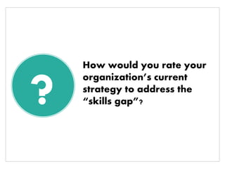 ?
How would you rate your
organization’s current
strategy to address the
“skills gap”?
 
