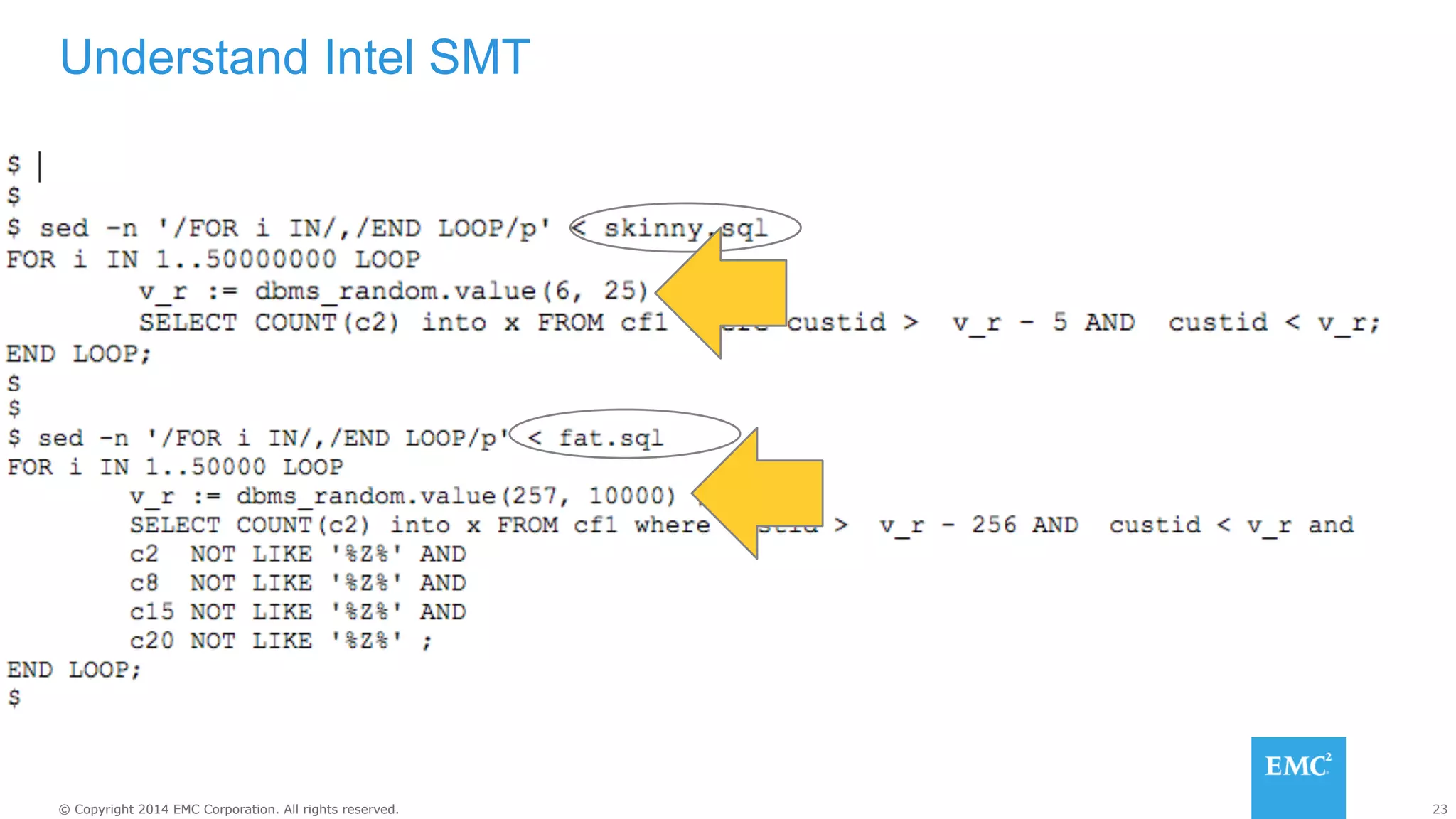 Understand Intel SMT 
© Copyright 2014 EMC Corporation. All rights reserved. 23 
 