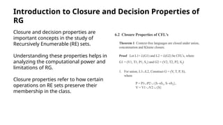 CLOSURE AND DECESION PROPERTIES OF RGppt | PPT