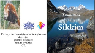 Sikkim
A Closer look at
The sky, the mountains and tree gives us
delight…
Beauty of nature
Sikkim beauties
-N L
 