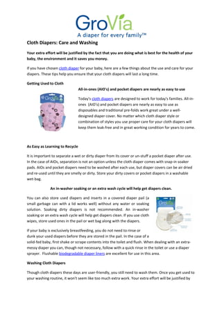 Cloth diapers care and washing