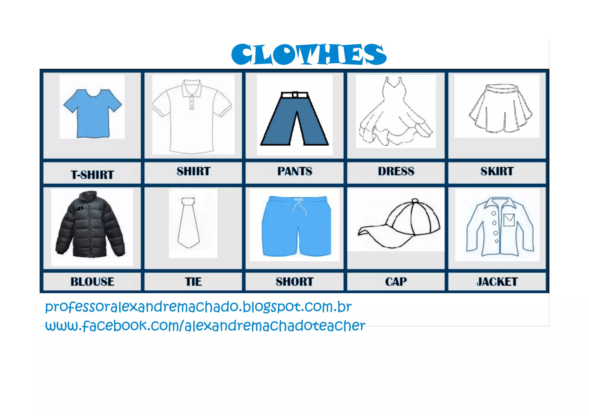 Clothes-Nomes das roupas em inglês | PDF