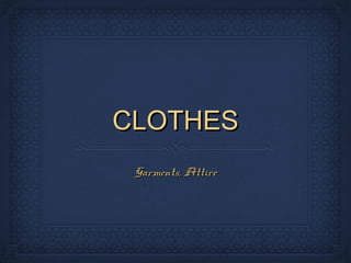 CLOTHESCLOTHES
Garments, AttireGarments, Attire
 