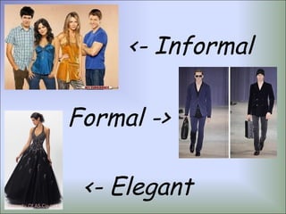 <- Informal

Formal ->

 <- Elegant
 